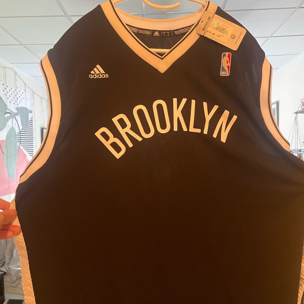 ADIDAS Men's Brooklyn NBA2 Swingman Basketball Jersey Black Size L Black